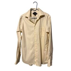 Pronto Uomo Oxford Dress Shirt Size 16.5 36/37 Tall Ivory Slim Fit 100% Cotton